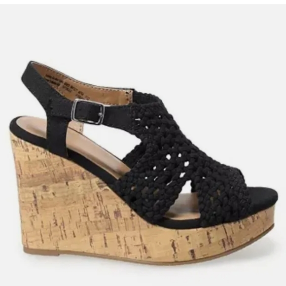 So Woman's Black Taffy Wedge Sandals   Size 7.5    NWT - Picture 2 of 14